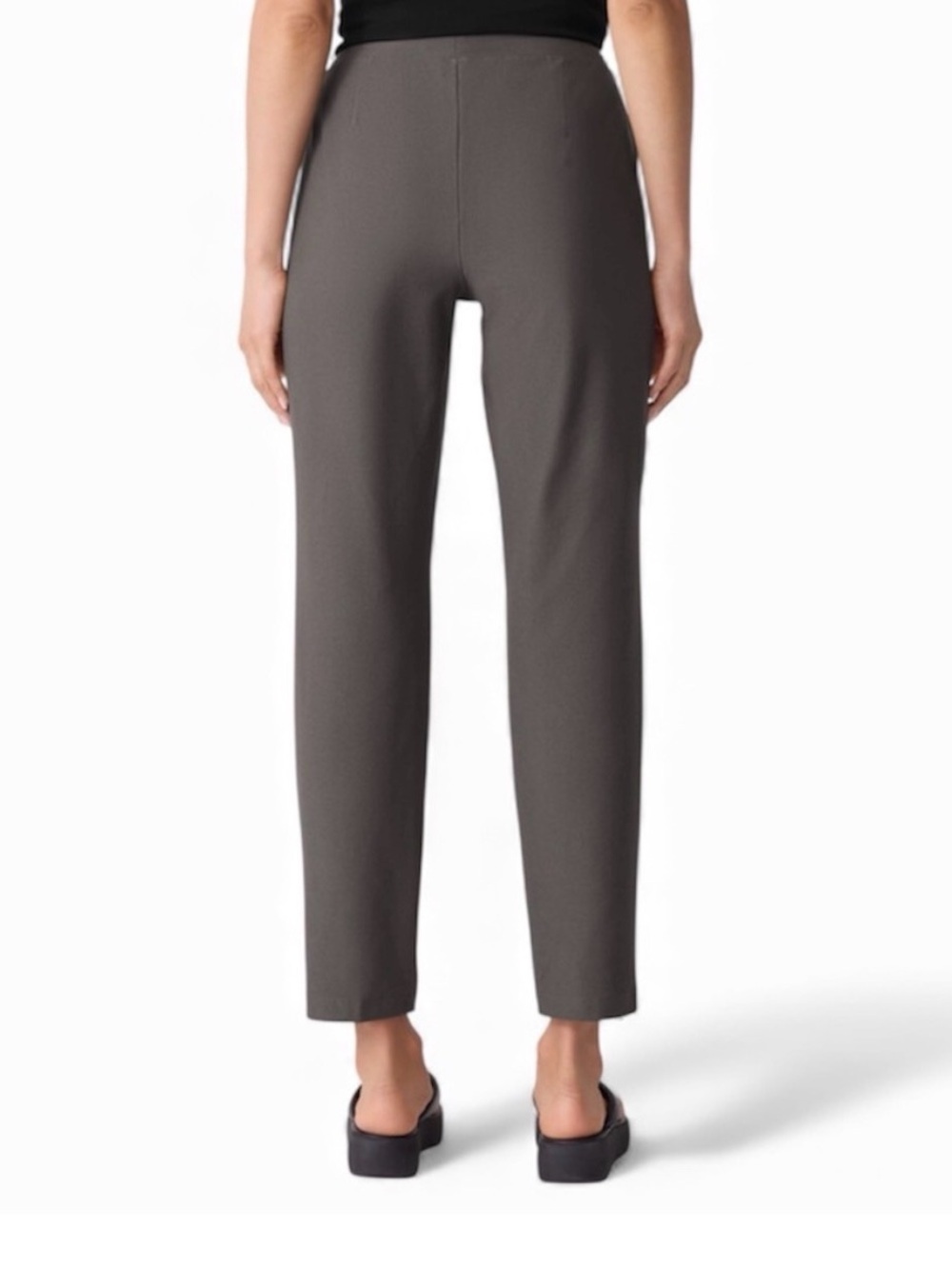 Eileen Fisher Washable Stretch Crepe Slim Ankle Pants Meteor Gray Size Medium - Picture 2 of 8